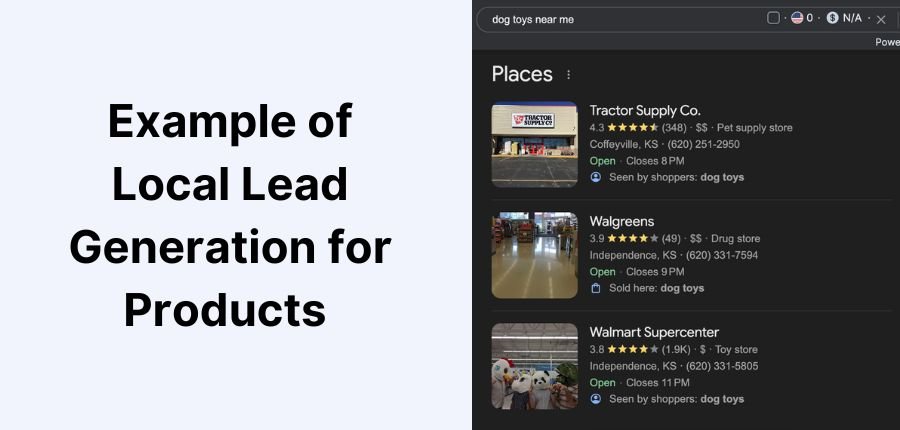 Example Local Lead Generation For Products